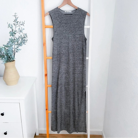 Alexander Wang Heather Linen Muscle Maxi Long Dress Gray Side Slit XS - Picture 4 of 15